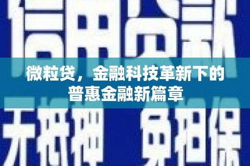 灵川微粒贷，金融科技革新下的普惠金融新篇章