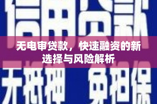 九龙城无电审贷款，快速融资的新选择与风险解析