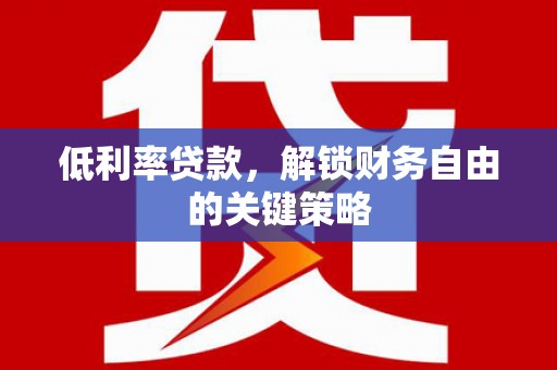 岷县低利率贷款，解锁财务自由的关键策略